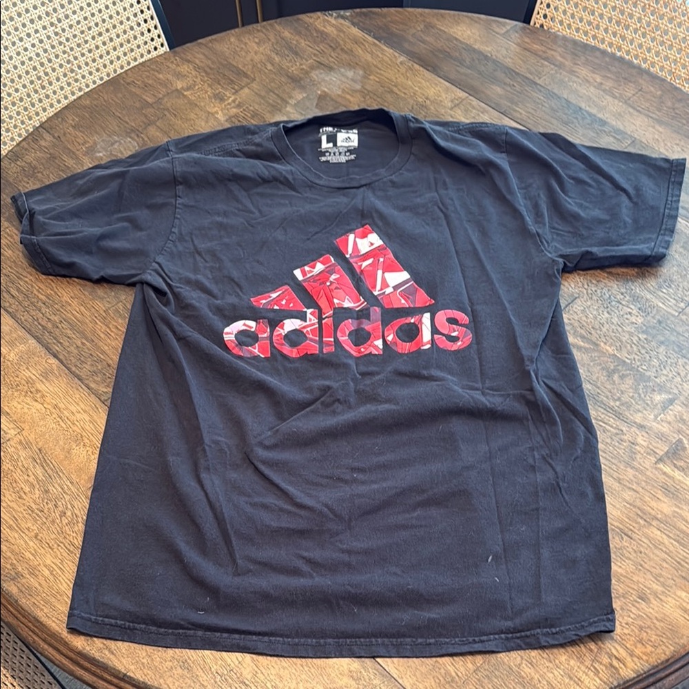 Adidas Black T-Shirt with Red Logo